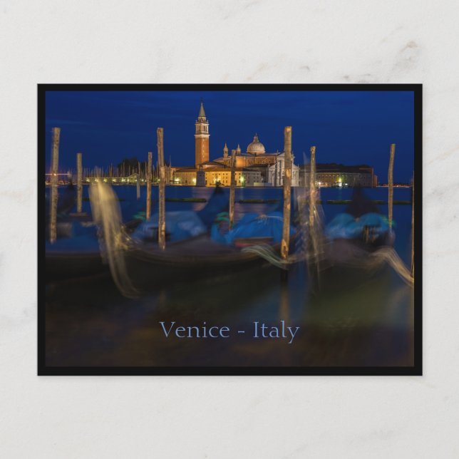 Tarjeta postal de Venecia, Italia por la noche (Anverso)