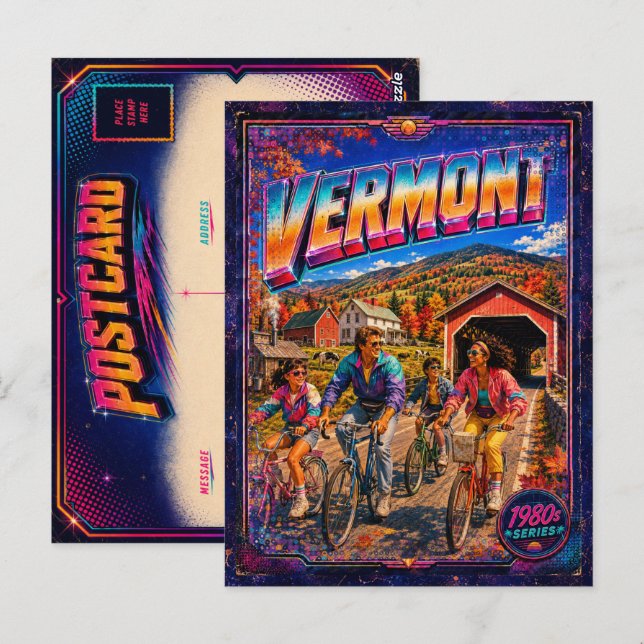 Tarjeta postal de Vermont de los 80 retro (Anverso / Reverso)