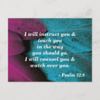 Tarjeta postal de versículo bíblico Salmo 32:8 Ens