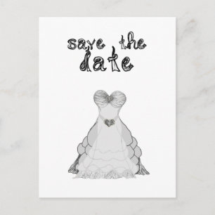 tarjeta postal de vestido de novia con fuente de t