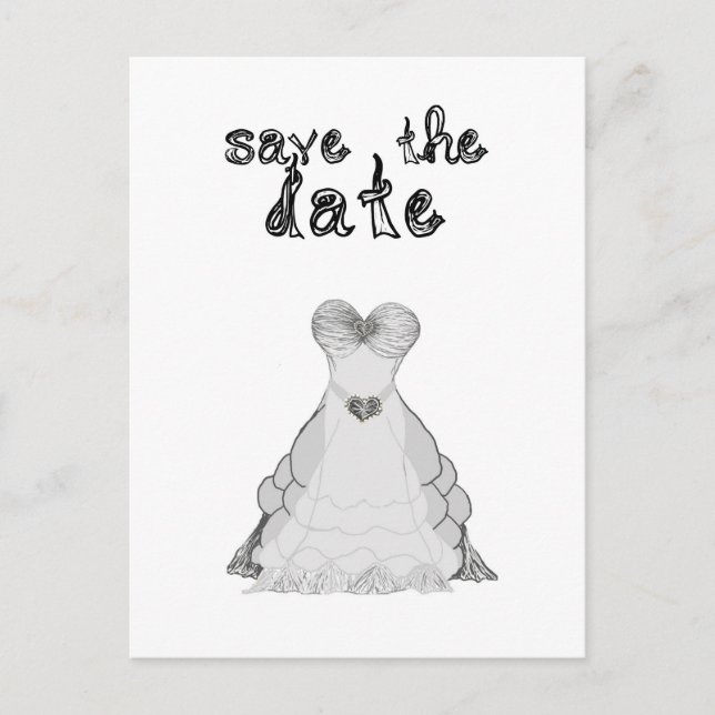 tarjeta postal de vestido de novia con fuente de t (Anverso)