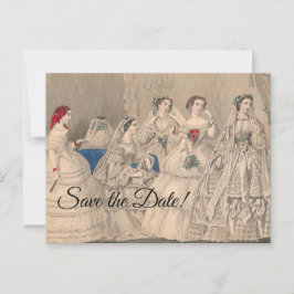 Tarjeta postal de vestidos de novia de Godey's 185