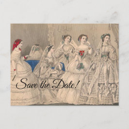 Tarjeta postal de vestidos de novia de Godey's 185