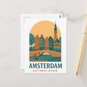 Tarjeta postal de viaje a Amsterdam - Ciudad holan