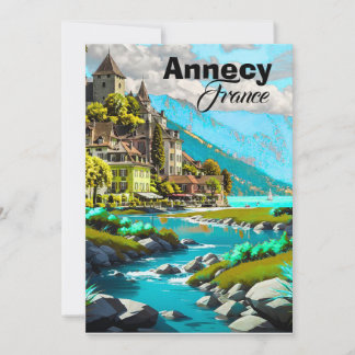 Tarjeta postal de viaje a Annecy Francia, Tarjeta 