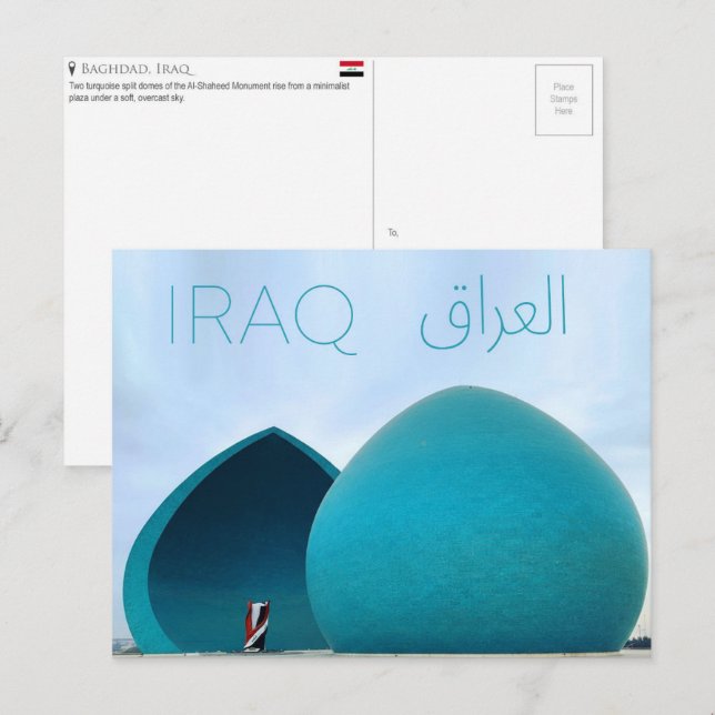 Tarjeta postal de viaje a Bagdad, Irak (Anverso / Reverso)