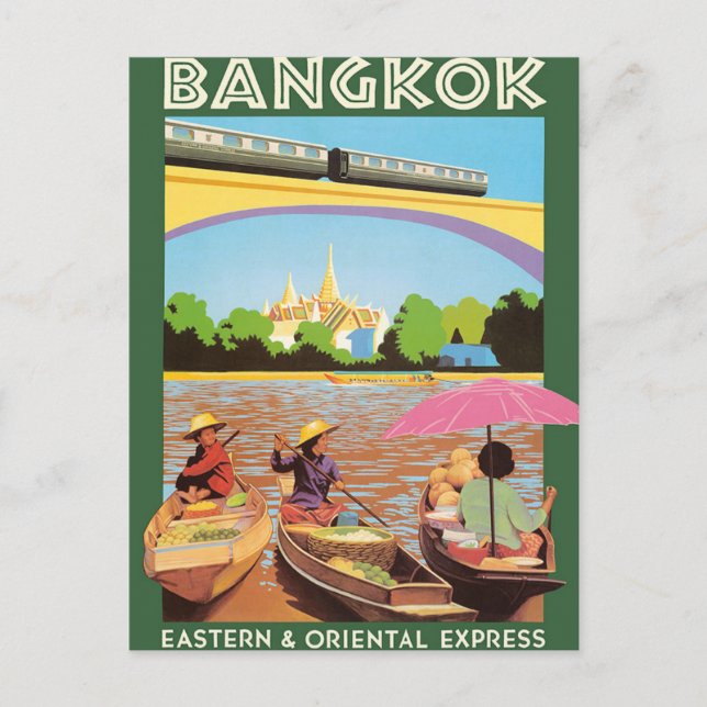 Tarjeta postal de viaje a Bangkok Tailandia (Anverso)