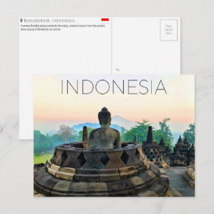 Tarjeta postal de viaje a Borobudur, Indonesia