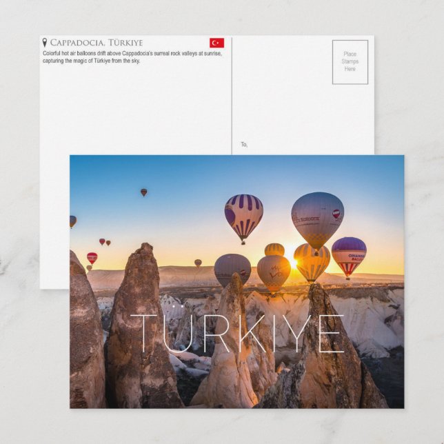 Tarjeta postal de viaje a Capadocia, Türkiye (Anverso / Reverso)