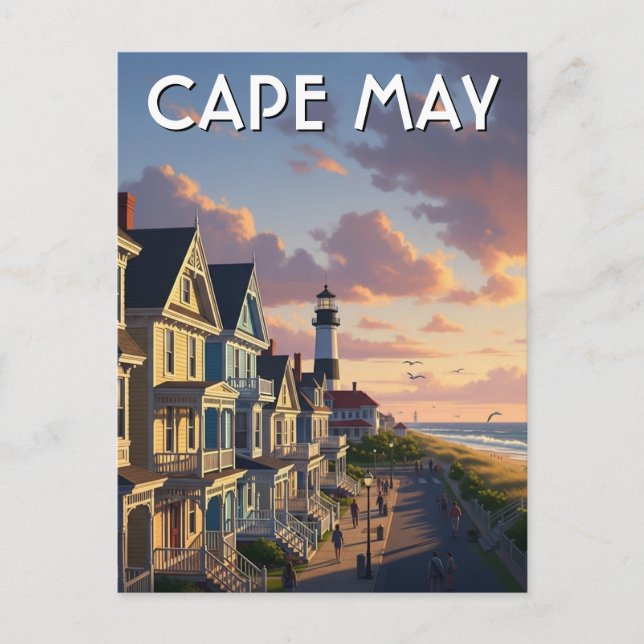 Tarjeta postal de viaje a Cape May Nueva Jersey (Anverso)
