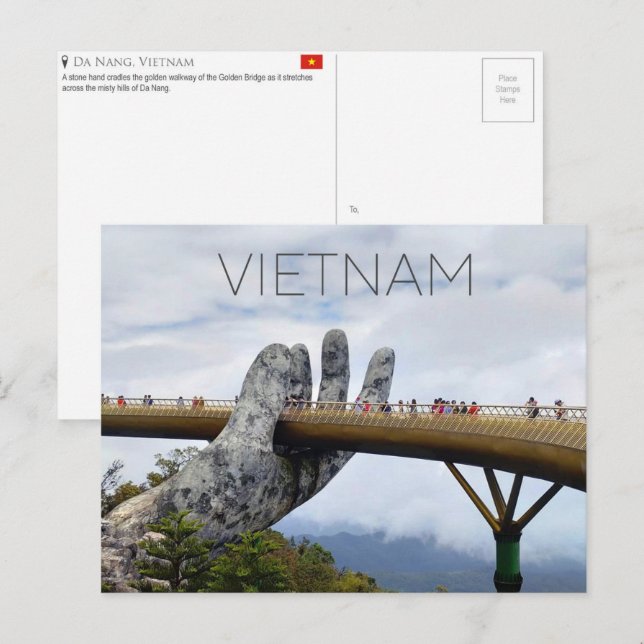 Tarjeta postal de viaje a Da Nang, Vietnam (Anverso / Reverso)