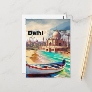 Tarjeta postal de viaje a Delhi India, Tarjeta pos