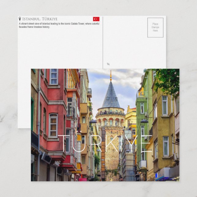 Tarjeta postal de viaje a Estambul, Türkiye (Anverso / Reverso)