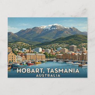 Tarjeta postal de viaje a Hobart Australia