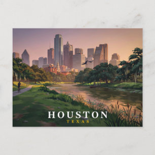 Tarjeta postal de viaje a Houston Texas Silueta