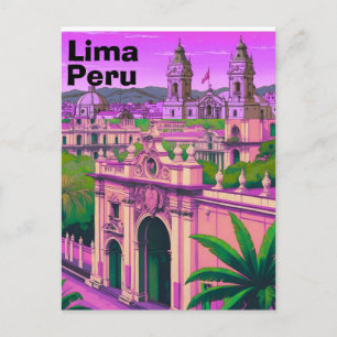 Tarjeta Postal de Viaje a Lima Perú, Arte de Viaje
