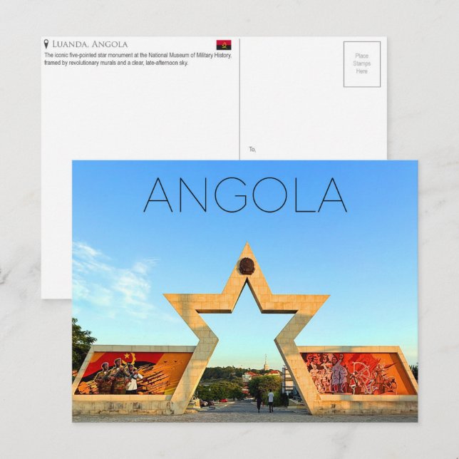 Tarjeta postal de viaje a Luanda, Angola (Anverso / Reverso)