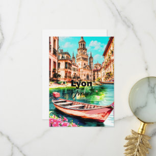 Tarjeta postal de viaje a Lyon Francia, Tarjeta po