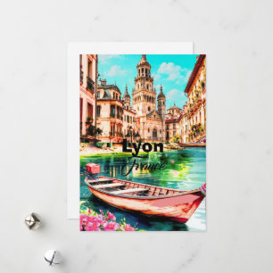 Tarjeta postal de viaje a Lyon Francia, Tarjeta po