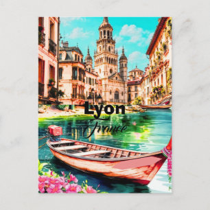 Tarjeta postal de viaje a Lyon Francia, Tarjeta po