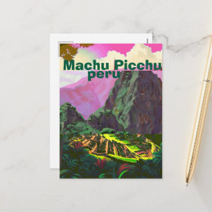 Tarjeta postal de viaje a Machu Picchu, arte de vi