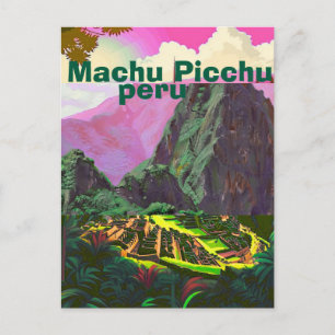 Tarjeta postal de viaje a Machu Picchu, arte de vi