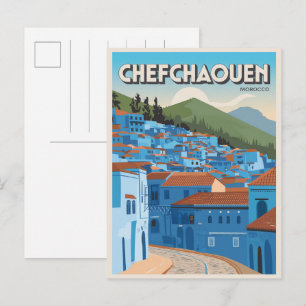 Tarjeta postal de viaje a Marruecos chefchaoun, re