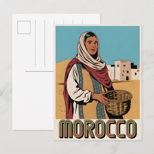 Tarjeta postal de viaje a Marruecos con regalo de  (Anverso / Reverso)