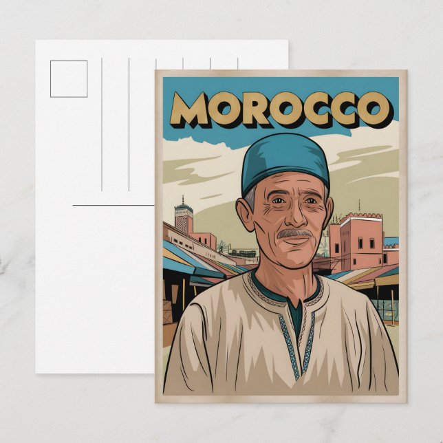 Tarjeta postal de viaje a Marruecos con regalo de  (Anverso / Reverso)