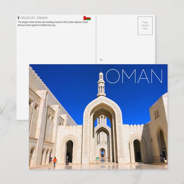 Tarjeta postal de viaje a Mascate, Omán (Anverso / Reverso)