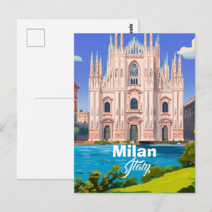 Tarjeta postal de viaje a Milán, Italia, Arte de v