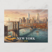 Tarjeta postal de viaje a Nueva York | Puente de B