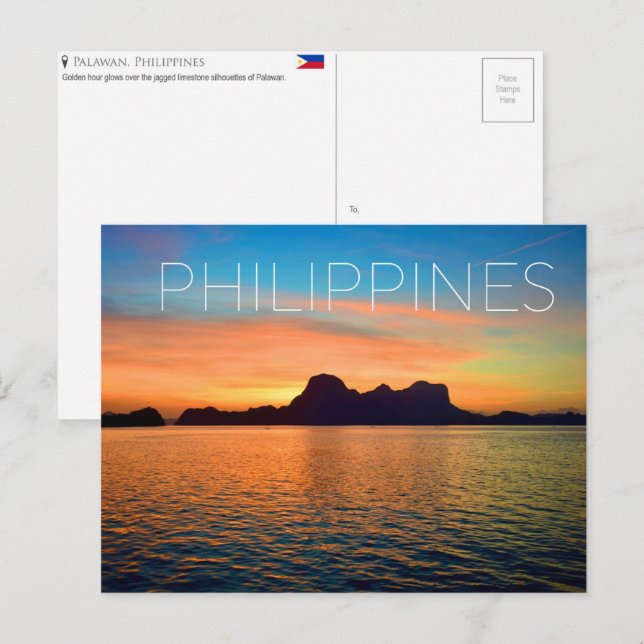 Tarjeta postal de viaje a Palawan, Filipinas (Anverso / Reverso)