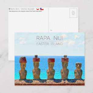 Tarjeta postal de viaje a Rapa Nui / Isla de Pascu
