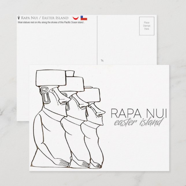 Tarjeta postal de viaje a Rapa Nui / Isla de Pascu (Anverso / Reverso)
