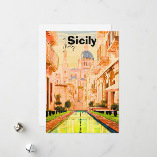 Tarjeta postal de viaje a Sicilia Italia, Arte de 