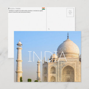 Tarjeta postal de viaje a Taj Mahal, India