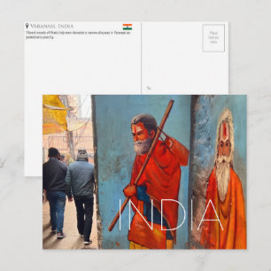 Tarjeta postal de viaje a Varanasi, India