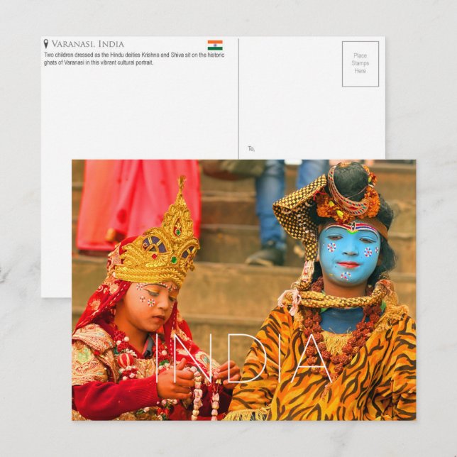 Tarjeta postal de viaje a Varanasi, India (Anverso / Reverso)