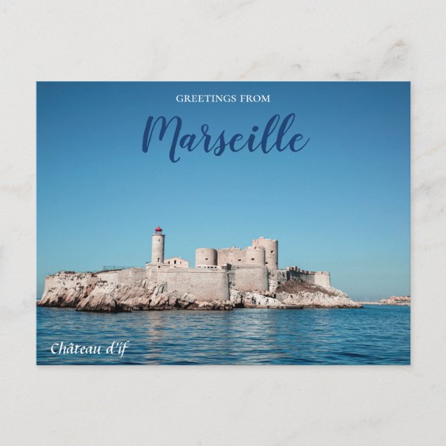 Tarjeta postal de viaje al castillo de Marsella Fr (Anverso)