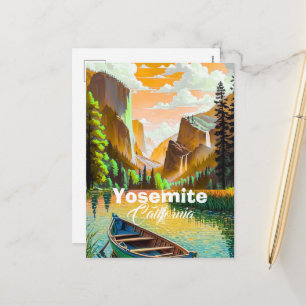 Tarjeta postal de viaje al parque Yosemite, viaje 