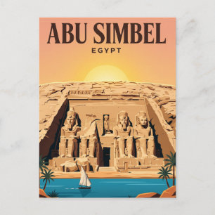 Tarjeta postal de viaje antigua Abu Simbel, Egip
