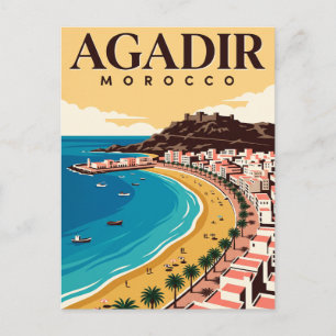 Tarjeta postal de viaje antigua   Agadir Marruecos