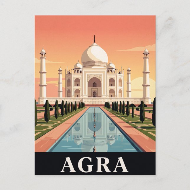 Tarjeta Postal de Viaje Antigua | AGRA (Anverso)