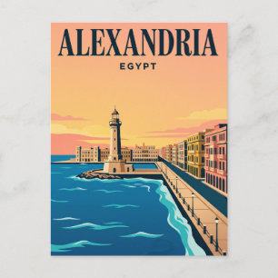 Tarjeta postal de viaje antigua   Alejandría, Egip