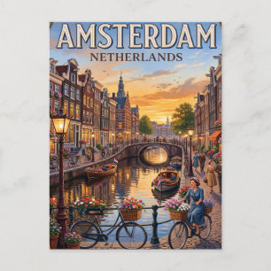 Tarjeta Postal de Viaje Antigua Amsterdam