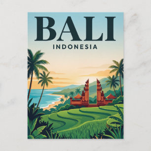 Tarjeta postal de viaje antigua   Bali