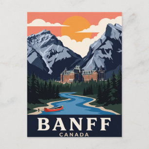 Tarjeta Postal de Viaje Antigua Banff Canadá