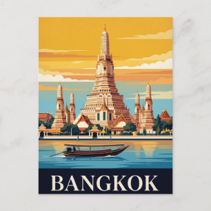 Tarjeta postal de viaje antigua   Bangkok