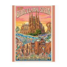 Tarjeta Postal de Viaje Antigua Barcelona España -